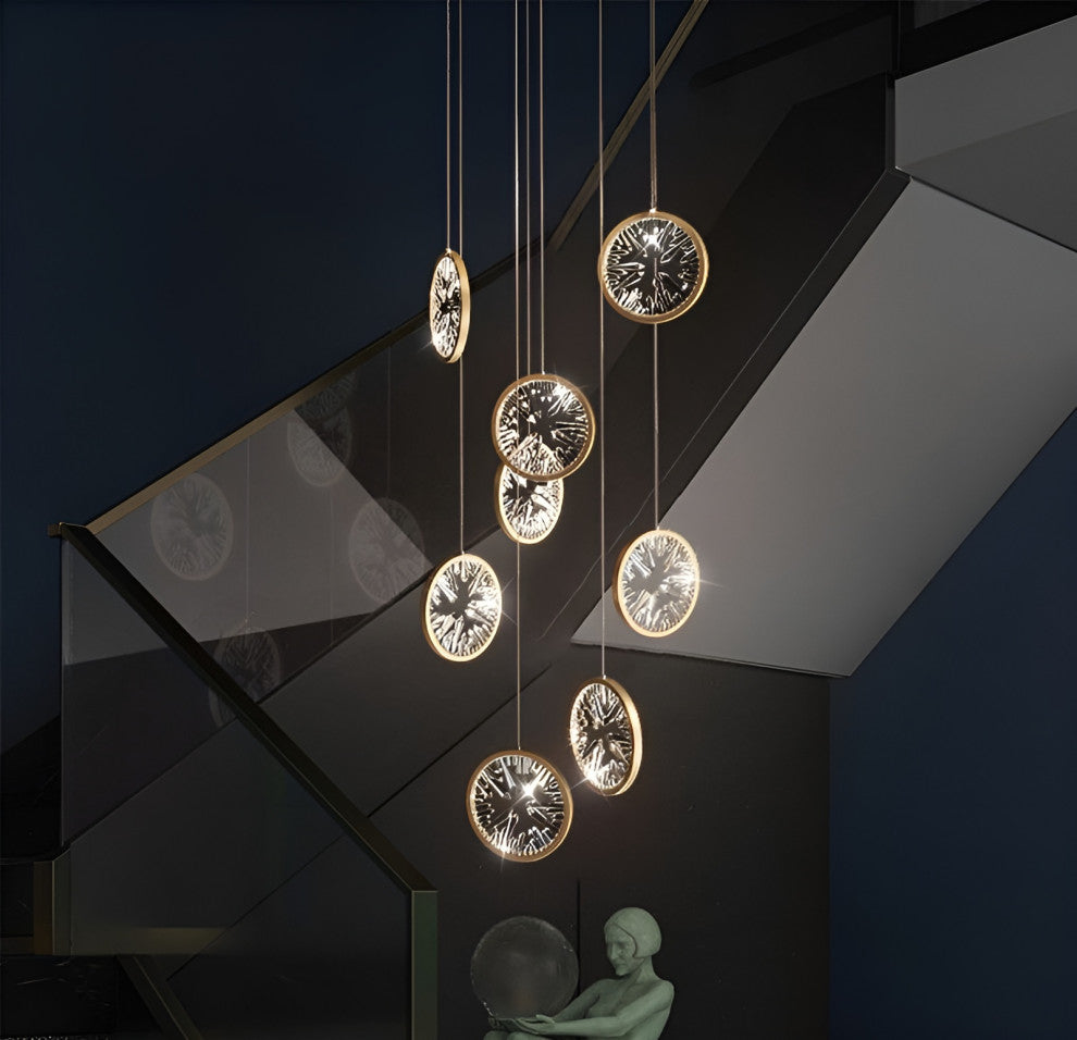 Bezaudun-les-Alpes | Gold Rings Crystal Chandelier, L8