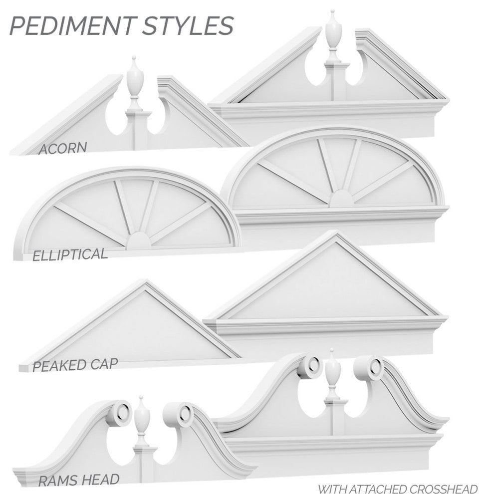 Peaked Cap Sunburst Architectural Grade PVC Pediment