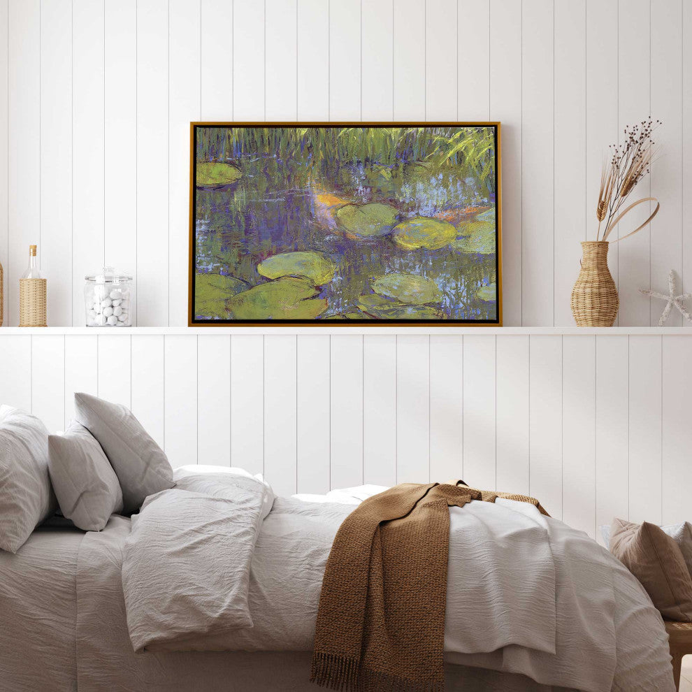 "Game of Shadows" - A Reflective Pond's Serene Art Canvas