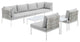 Harmony 8-Piece Sunbrella Basket Weave Outdoor Patio Aluminum Sectional Sofa Set