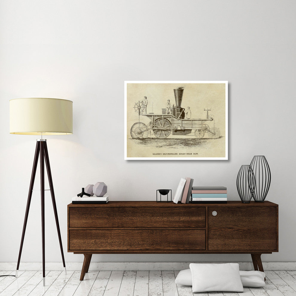 "Saladee's Self-Propelling Rotary Steam Plow" Paper Print by Inventions, 42"x32"