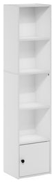 Furinno Luder 5-Tier Shelf Bookcase With 1 Door Storage Cabinet White