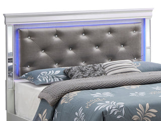 Verona LED Panel Bedframe, Silver Champagne, Queen