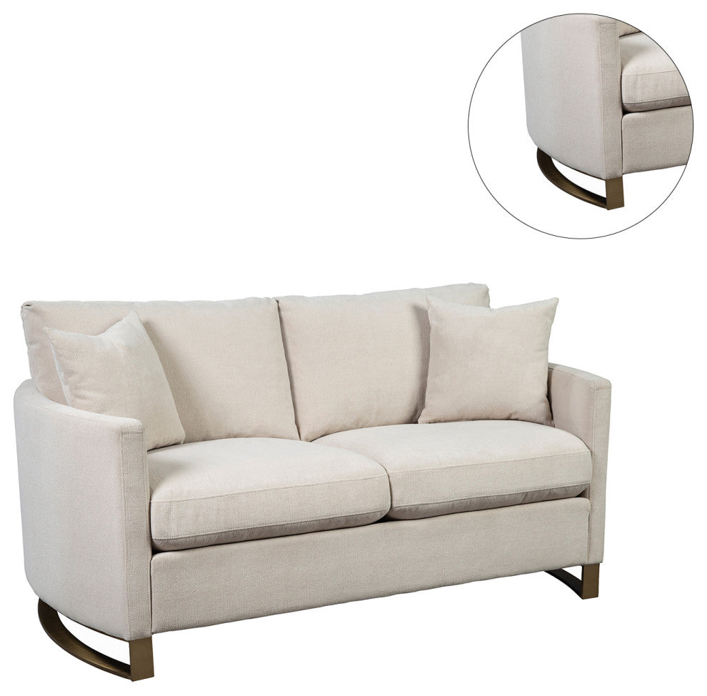 Upholstered Arched Arms Loveseat, Beige