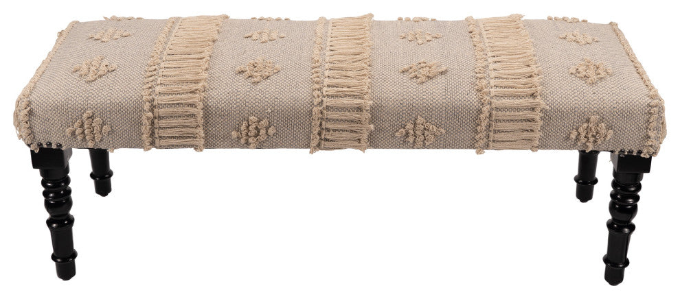 Intricate Embroidered Indoor Bench, 47" Length