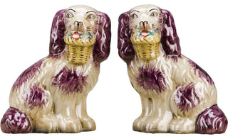 Dogs With Basket, Red, 2-Piece Set