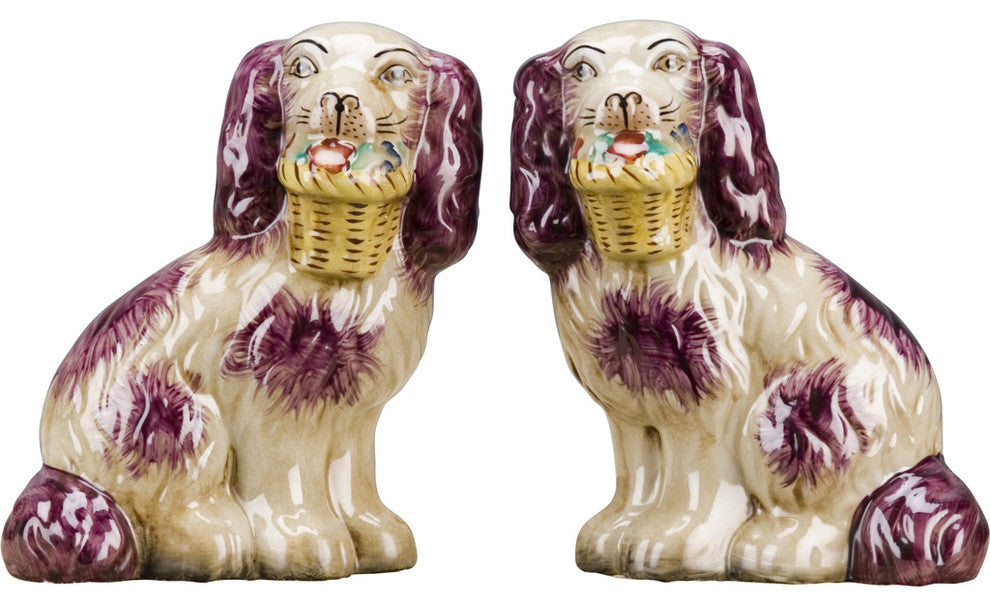 Dogs With Basket, Red, 2-Piece Set