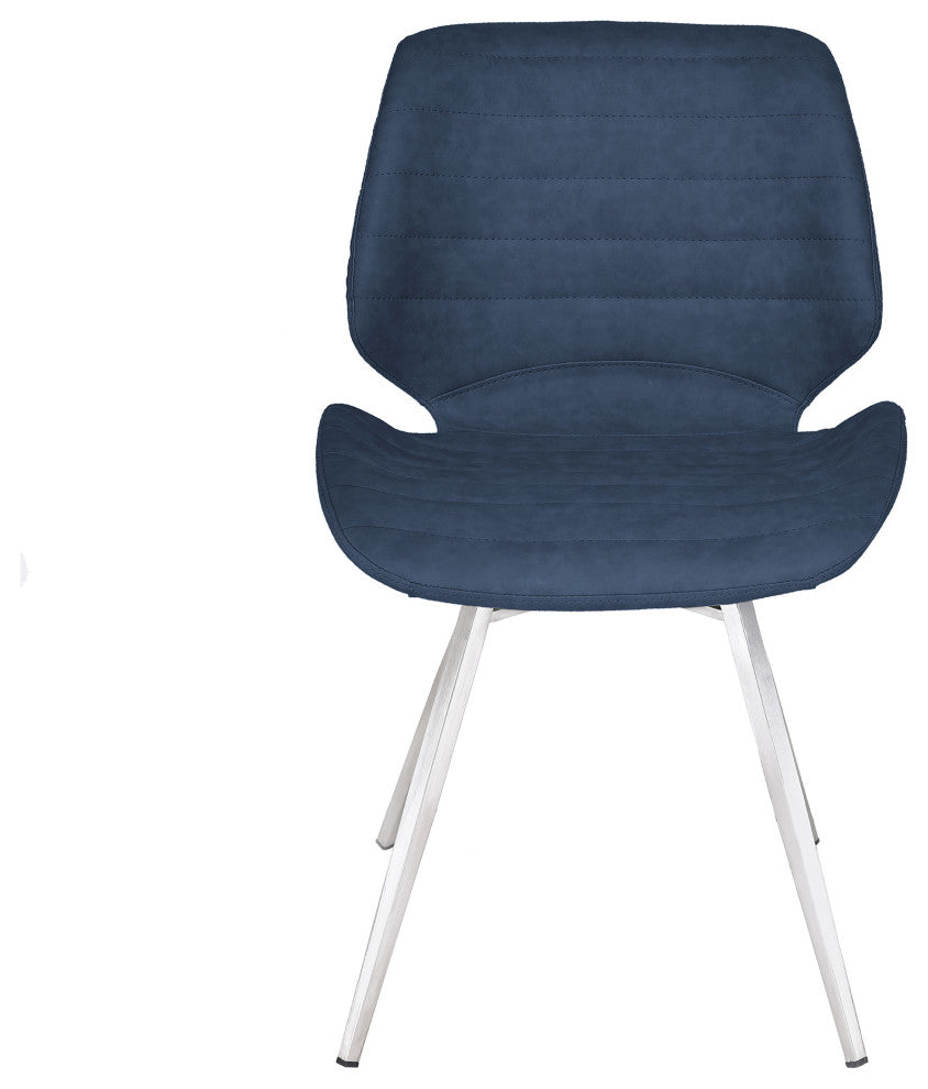 Valor Contemporary Dining Chair In Dark Vintage Blue Faux Leather, Set of 2