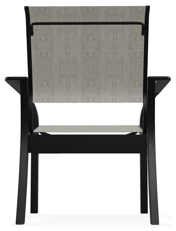 Leeward Sling Stackable Outdoor Dining Chair, Smoke/Black
