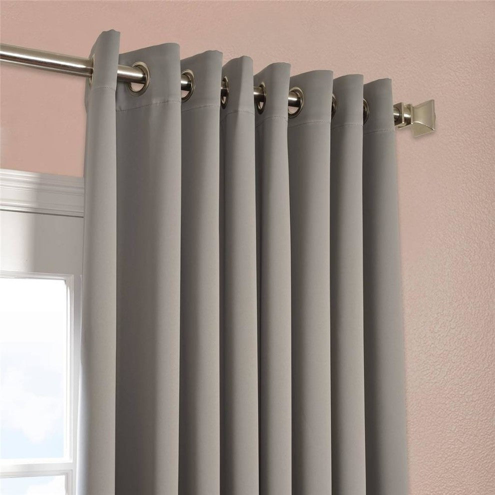 Neutral Gray Grommet Doublewide Room Darkening Curtain Single Panel, 100"x96"