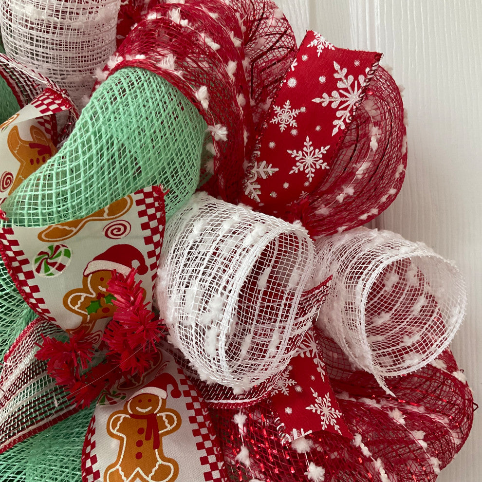 Have A Cup of Christmas Cheer Holiday Wreath Handmade Deco Mesh