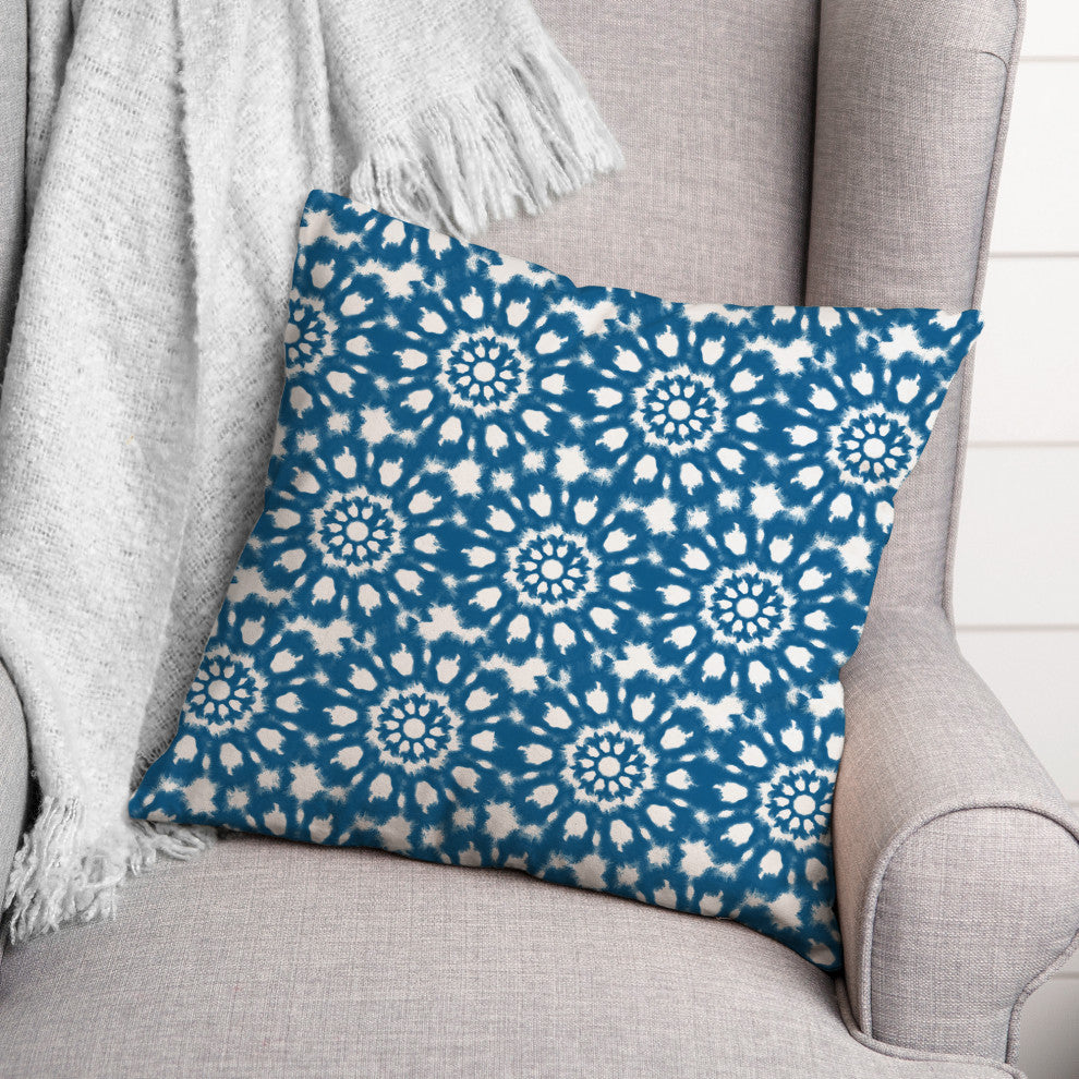 Blue Radial Shibori 18x18 Spun Poly Pillow