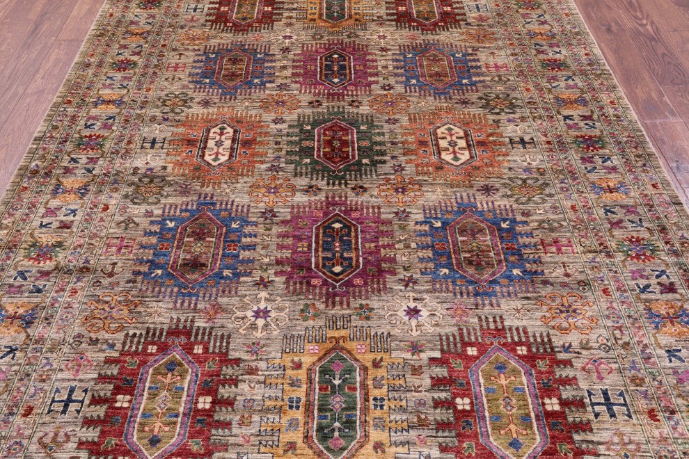 6' 7" X 10' 2" Fine Turkmen Ersari Hand Knotted Rug - Q12487