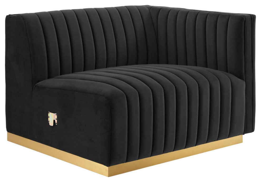 Modular Sectional Sofa Set, Gold Black, Velvet, French Lounge