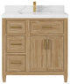 Santa Monica 36 Center Sink Bath Vanity in Whitewashed Teak 2" Calacatta Laza