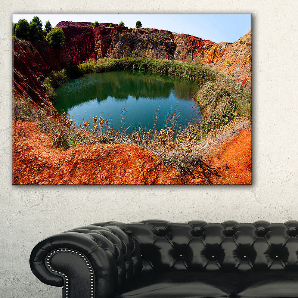 "Bauxite Mine With Lake" Landscape Canvas Photo Print, 32"x16"