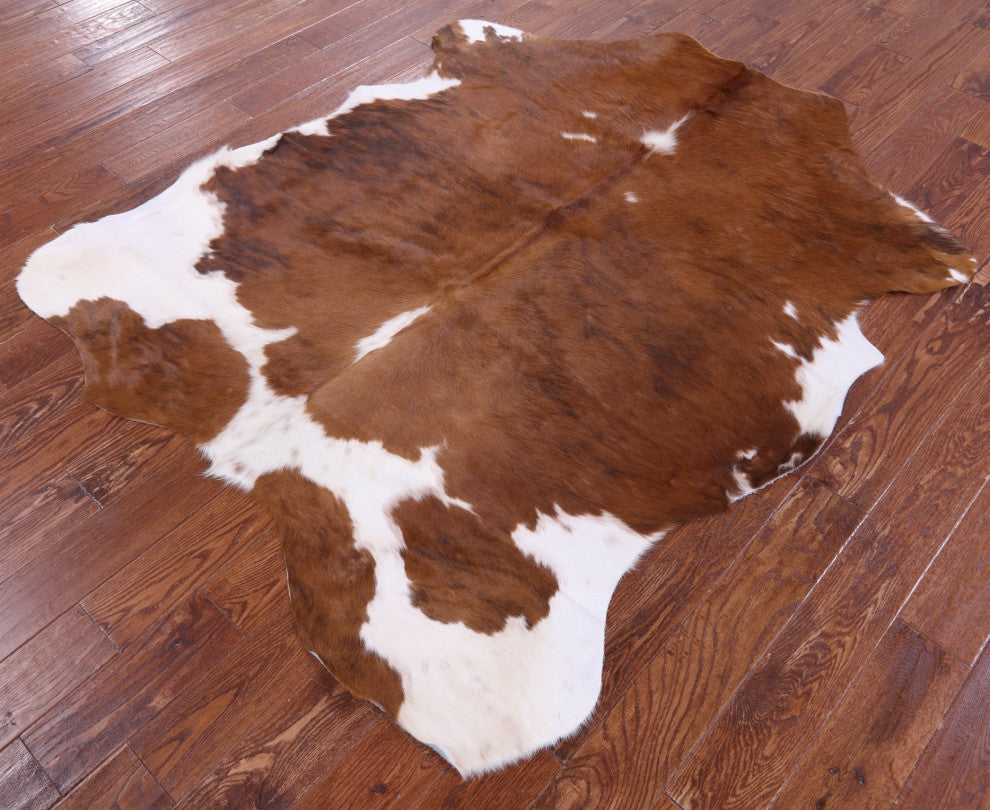 6' 8" X 5' 2" Organic Natural Hair-On Cowhide Area Rug C1971