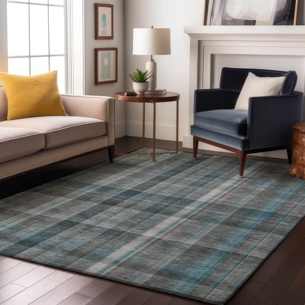 Premium Machine Washable Mayfield AMF534 Teal 8' x 10' Rug