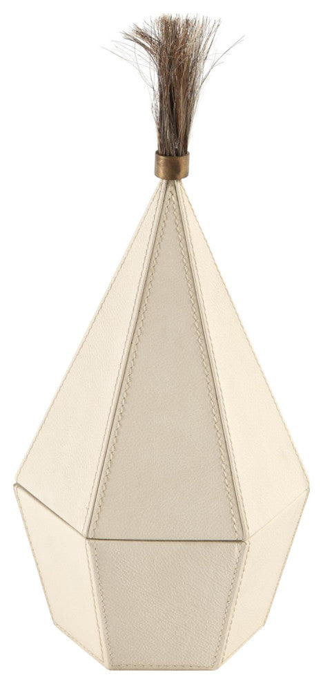 Zephyr Box, Ivory Leather, Large