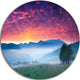 Blood Red Sky And Green Grass, Landscape Photo Round Wall Art, 11"