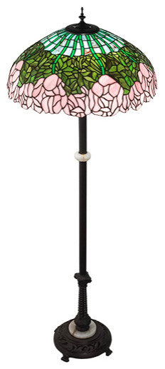 Meyda Lighting 229130 62" High Tiffany Cabbage Rose Floor Lamp