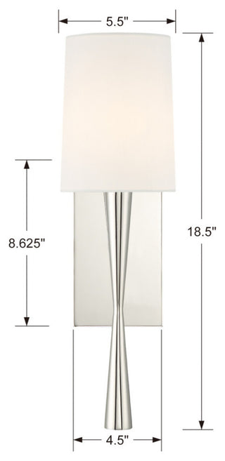 Crystorama Trenton 1-Light Sconce, Polished Nickel