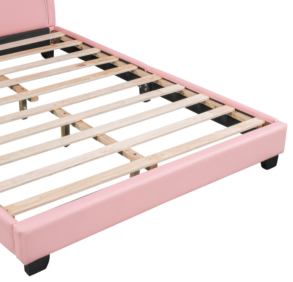 Gewnee Full Size Upholstered Leather Platform Bed with Rabbit Ornament