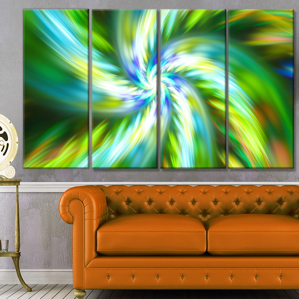 Beautiful Green Flower Petals, Floral Canvas Art Print, 48"x28", 4 Panels