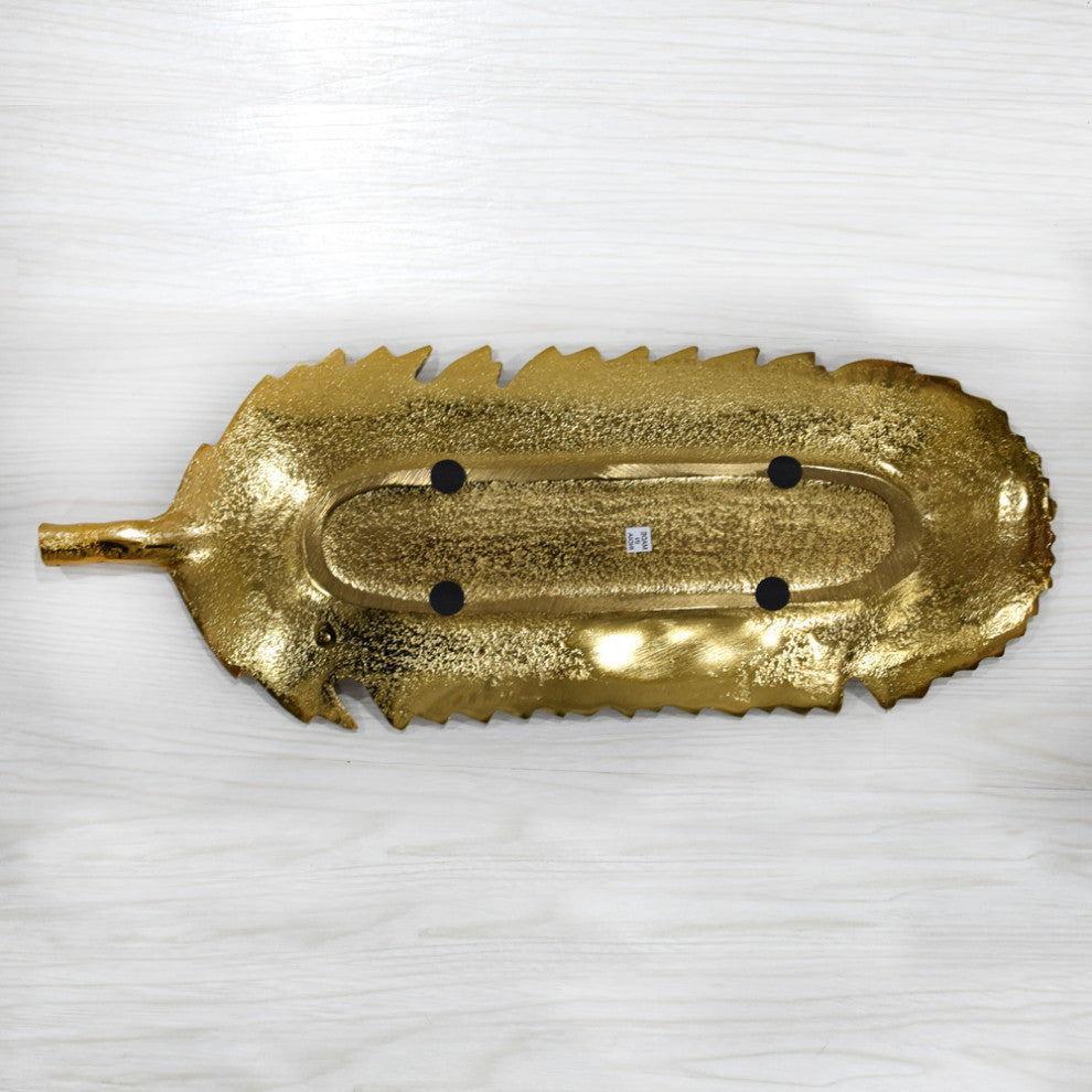 Handmade Decorative Aluminium Tray, Gold Color Coated