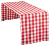 Gingham Plaid Cotton Table Runner, Red