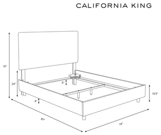 Square Upholstered Bed, Velvet Light Gray, California King