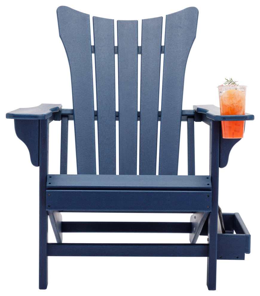 Modern Plastic Weather-Resistant Adirondack Chairs, Navy Blue