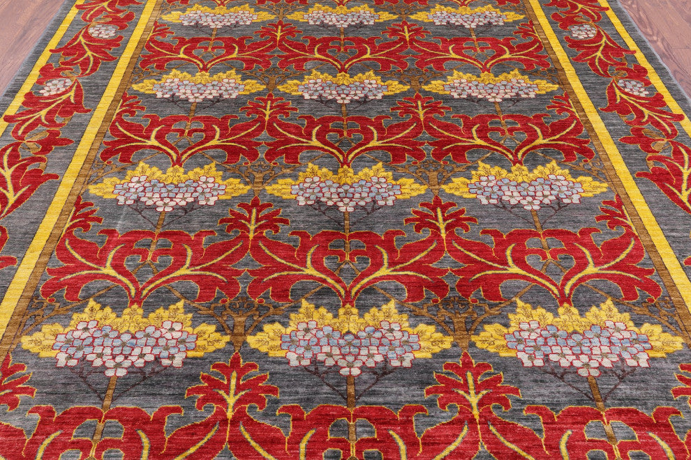 7' 10" X 9' 10" Handmade William Morris Wool Rug Q6518