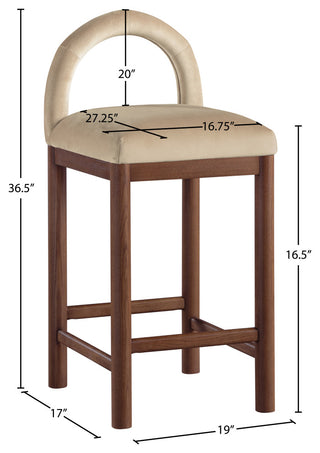Conrad Upholstered Bar and Counter Stool, Beige, Velvet, Brown