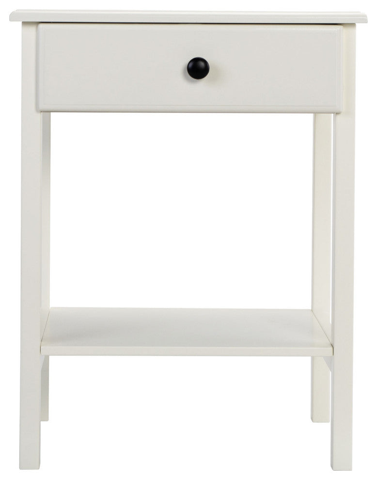 2 Set Wood Nightstand with 1-Drawer and Open Shelf in White