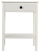 2 Set Wood Nightstand with 1-Drawer and Open Shelf in White