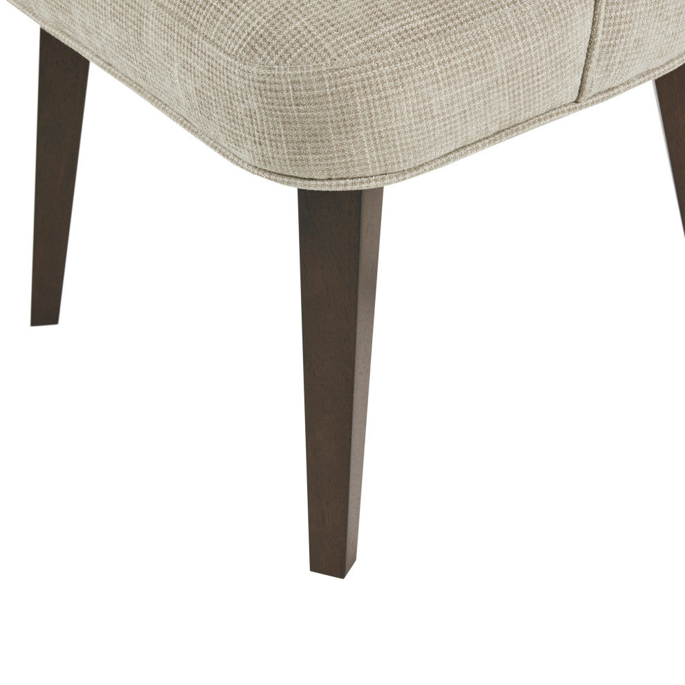 Martha Stewart Holls Round Piping Curved Back Side Dining Chair, Beige, Set of 2