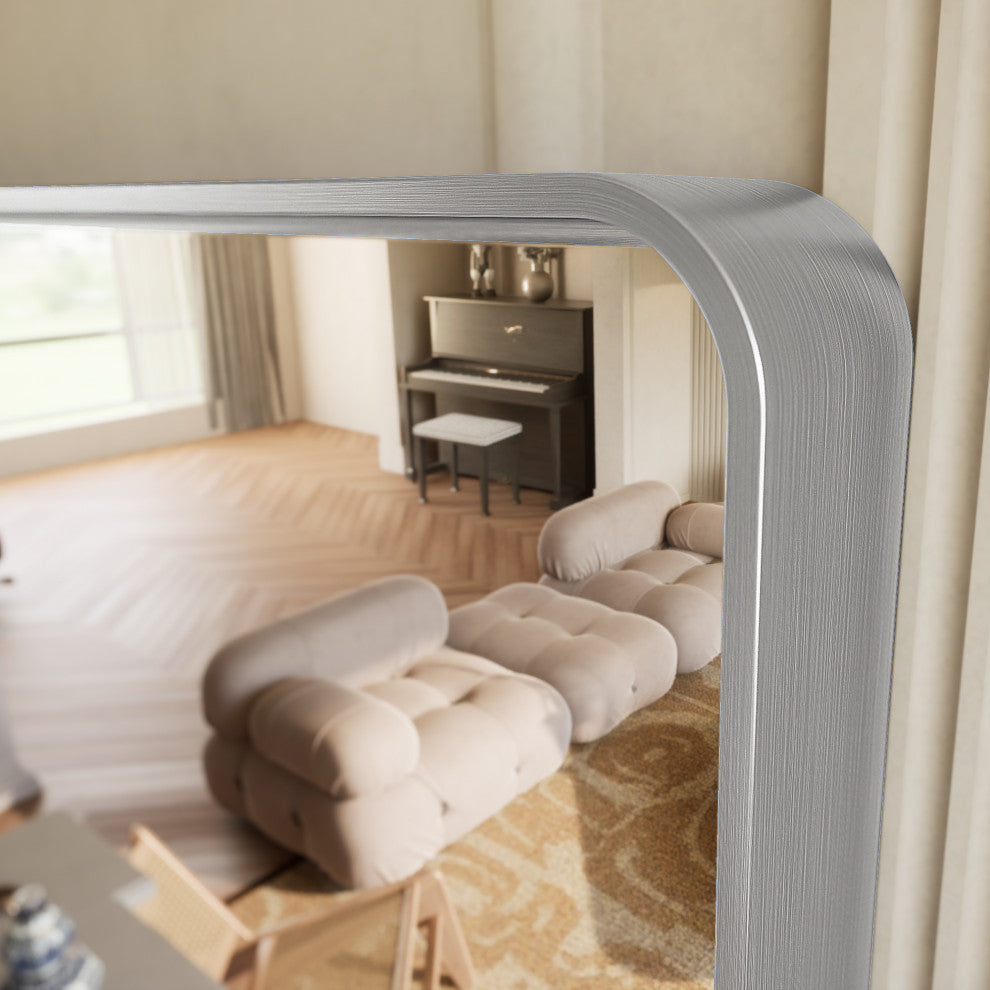 Metal Frame Decorative Rectangular Wall Mount Mirror, Sliver, 24"x36"