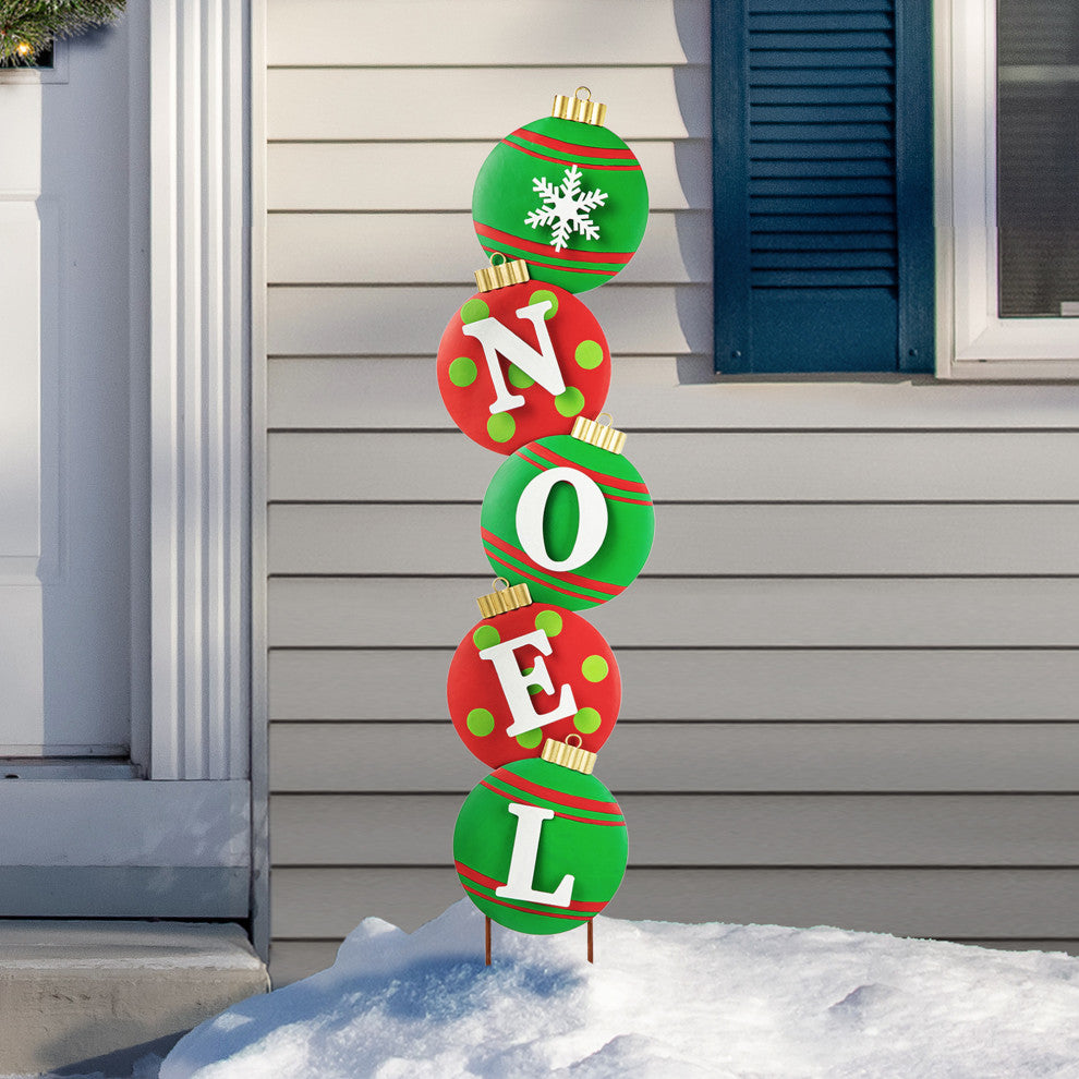 Metal JOY & NOEL Ornament Yard Stake, 2-Piece Set