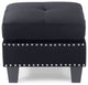 Nailer Black Twill Upholstered Ottoman
