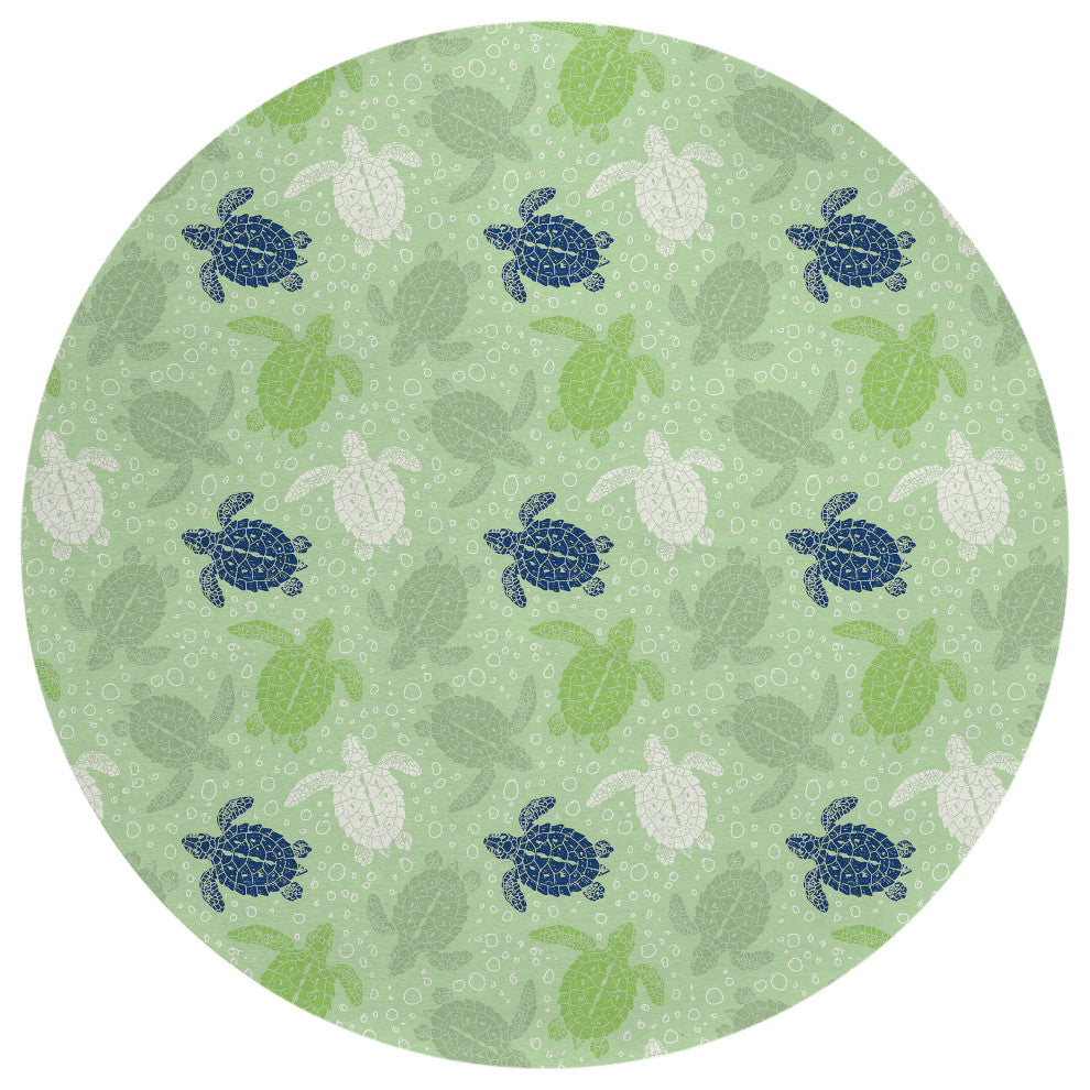 Indoor/Outdoor Seabreeze SZ13 Aloe Machine Washable 8' x 8' Round Rug