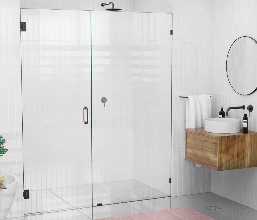 78"x75.5" Frameless Shower Door Wall Hinge, Matte Black