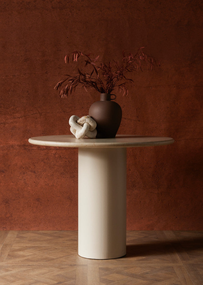 Belle Round Dining Table-Cream Marble