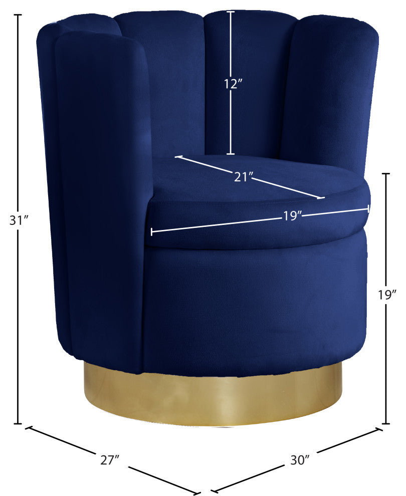 Lily Velvet Upholstered Accent Chair, Navy