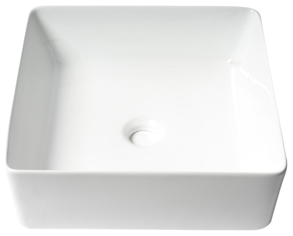 ALFI brand ABC903-W White 16" Modern Square Above Mount Ceramic Sink