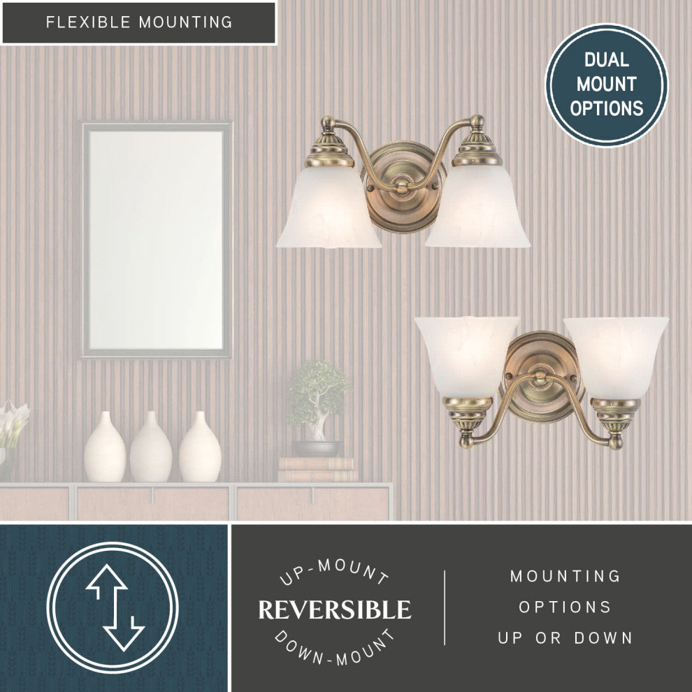 Vaxcel Standford 2-Light Vanity Light Antique Brass