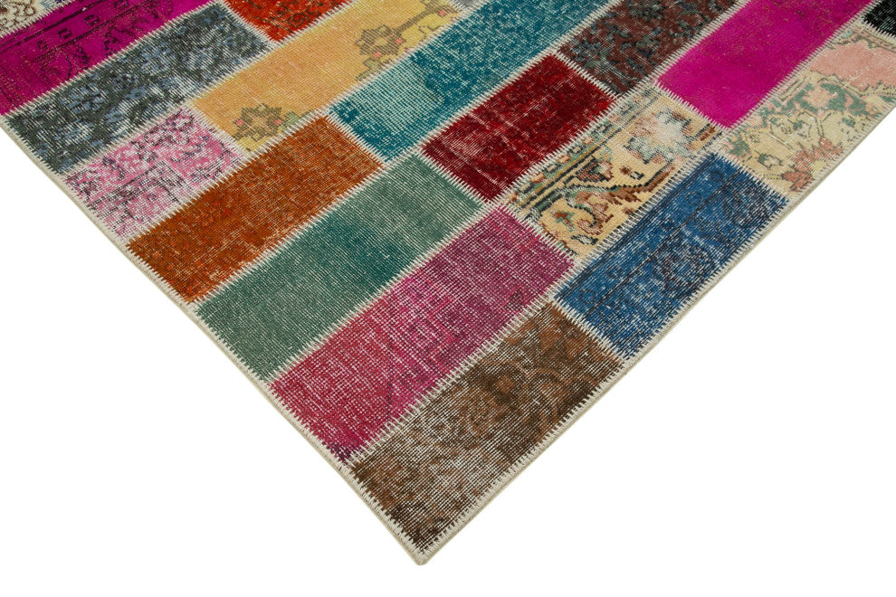 Rug N Carpet - Hand-Knotted Turkish 6' 7" x 9' 10" Unique Patchwork Area Rug