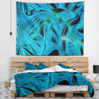 Blue Winter Fractal Pattern Abstract Wall Tapestry, 92"x78"
