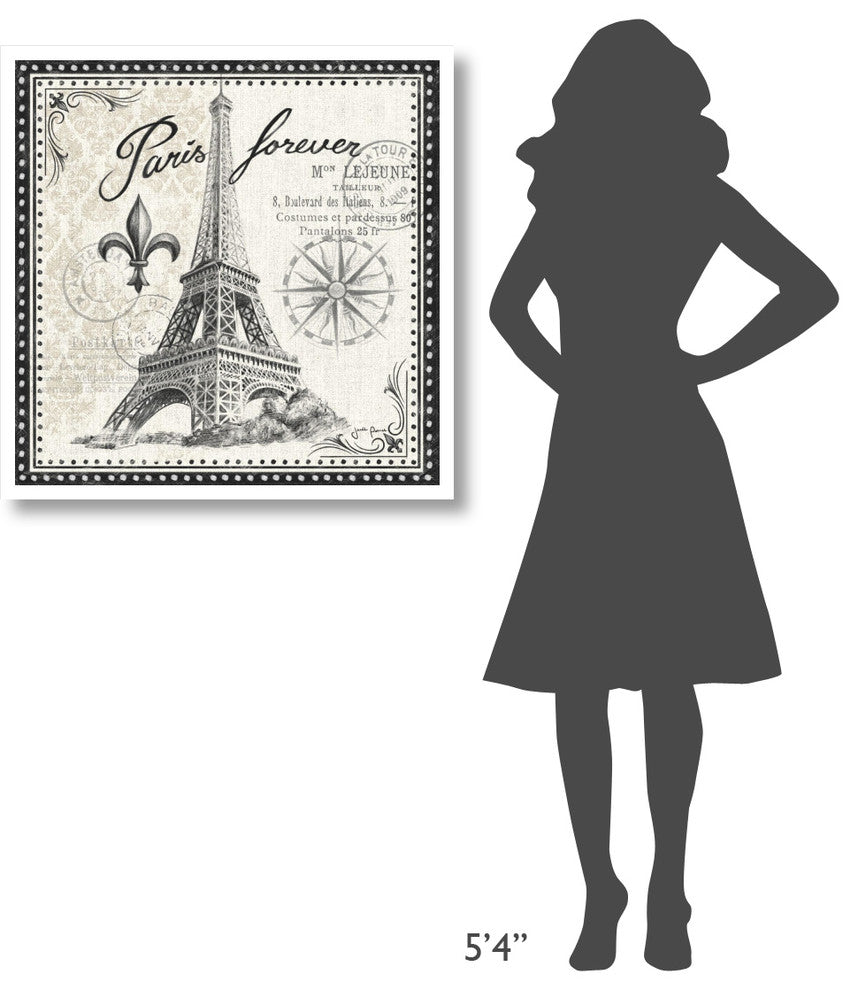 "Bonjour Paris III Dark" Digital Paper Print by Janelle Penner, 32"x32"