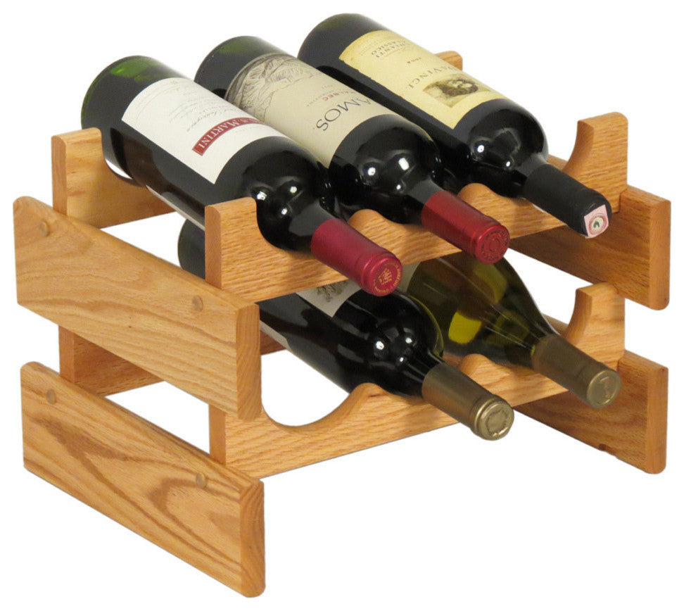 6 Bottle Dakota Wine Rack, Light Oak